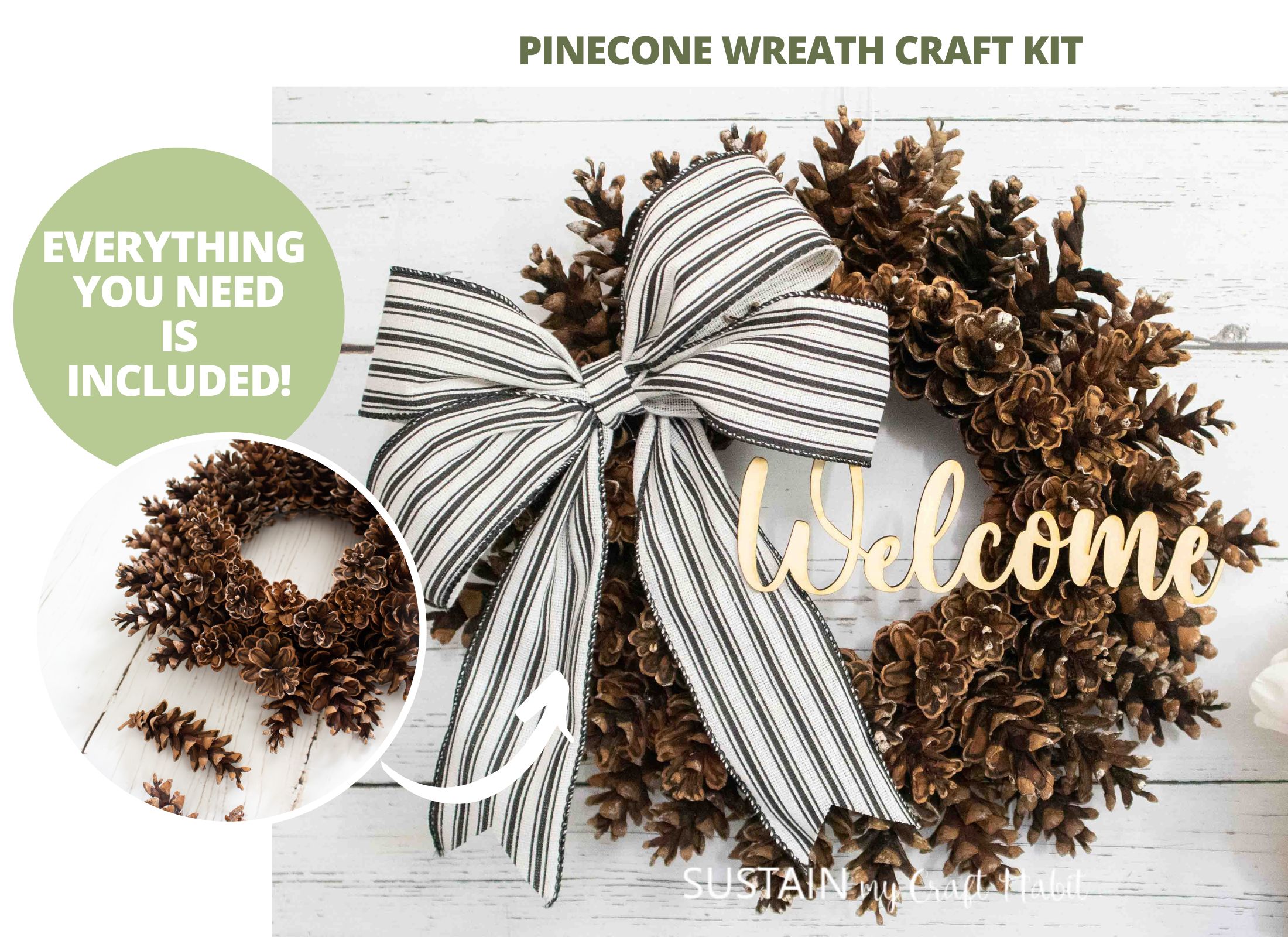 Eastern White Pine Cone Wreath: Craft Kit - Image 3