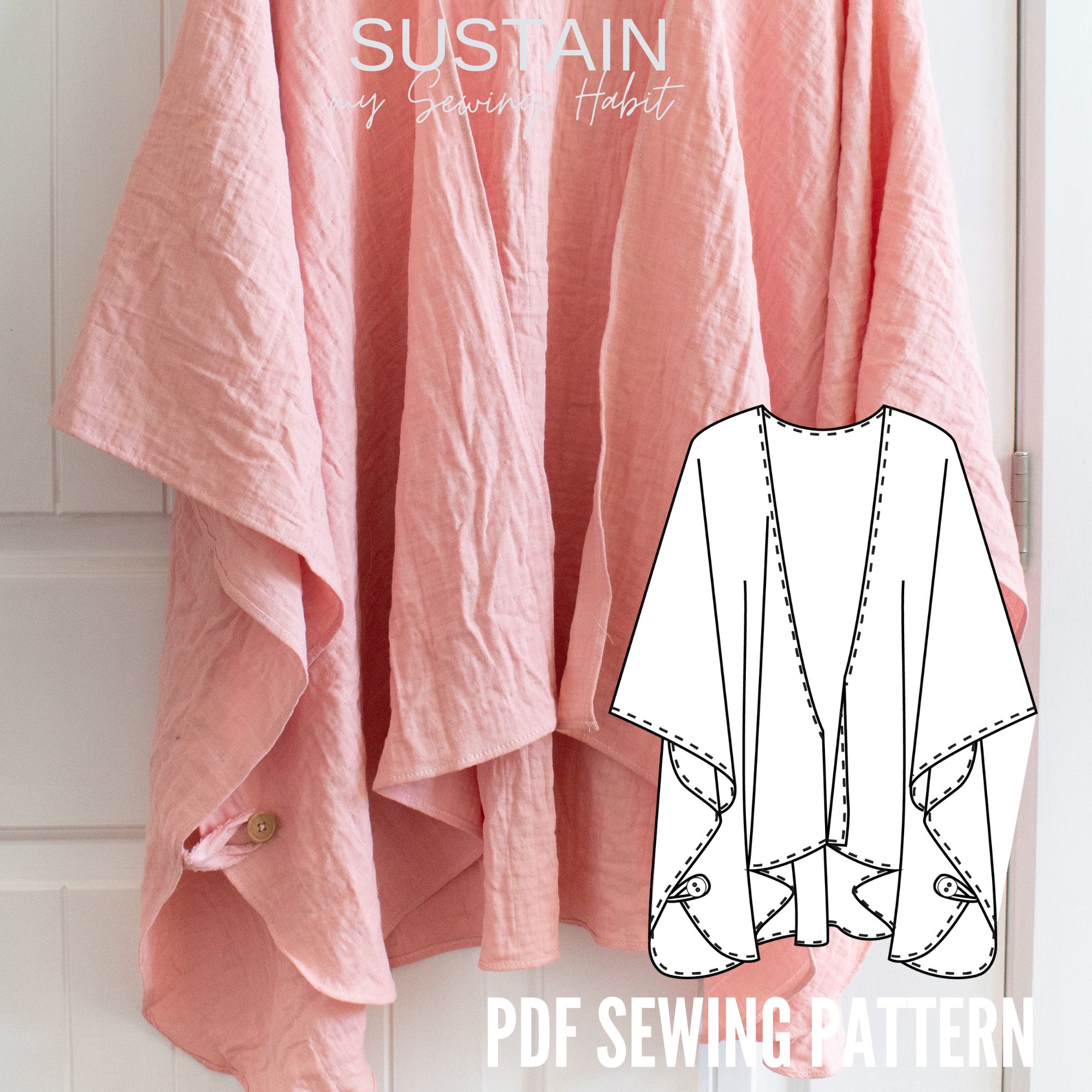 Boho Beach Cover-Up Sewing Pattern (PDF Pattern File) (S0023)