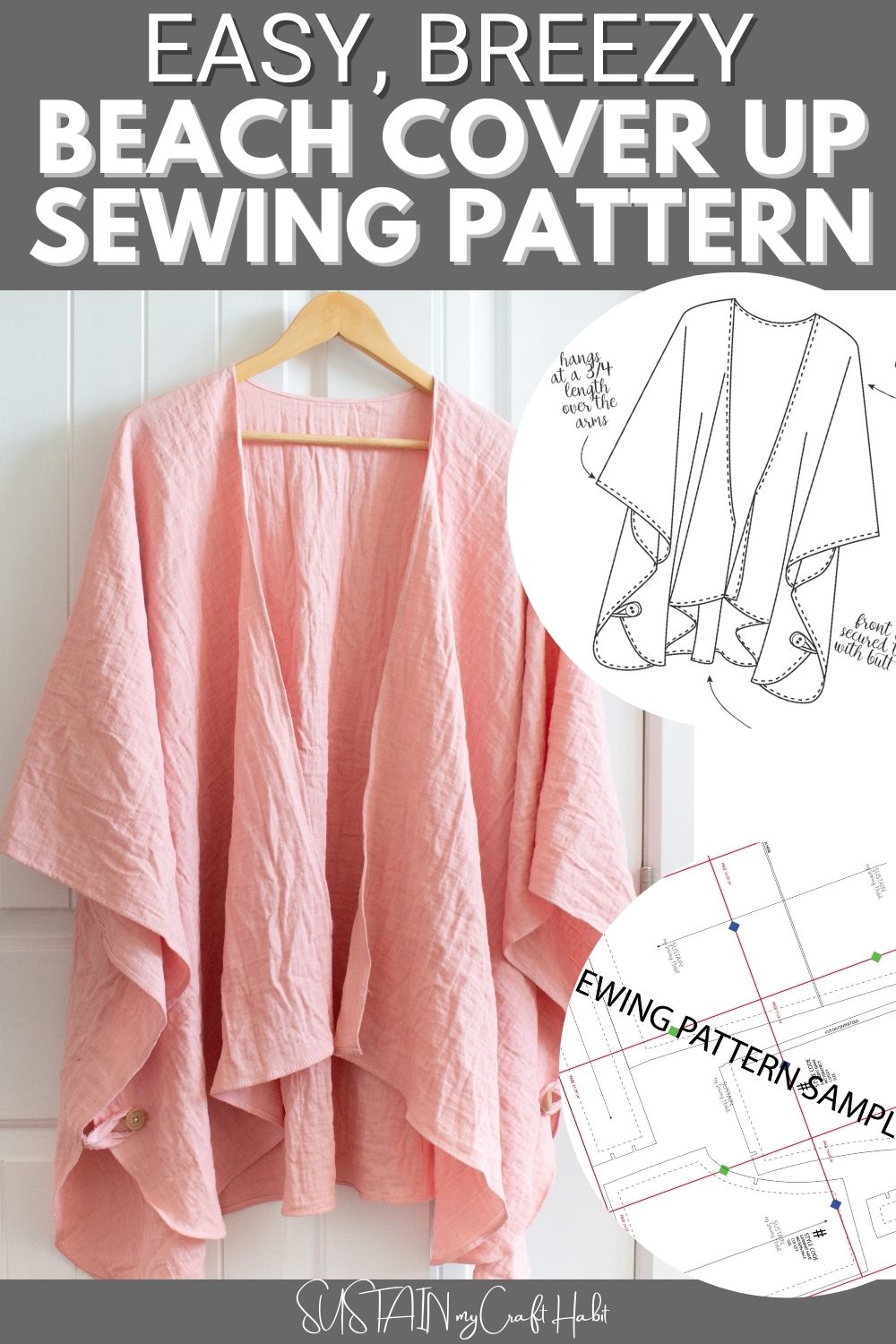 Boho Beach Cover-Up Sewing Pattern (PDF Pattern File) (S0023) - Image 4