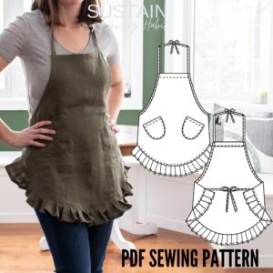 Apron with Pleats Trim Sewing Pattern (PDF Pattern File) (S7016)