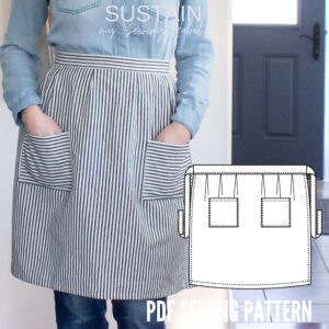 Pleated Half Apron Sewing Pattern (PDF Pattern File) (S7009)