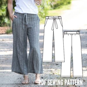 Wide-Leg Culotte Pants Sewing Pattern US6,8,10 (PDF Pattern File) (S1001)