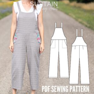 Womens Casual Overalls Sewing Pattern US12,14,16 (PDF Pattern File) (S1002-2)
