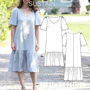 Mid-Maxi Dress Sewing Pattern US6,8,10 (PDF Pattern File) (S3001)