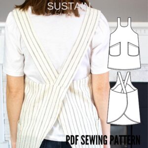 Cross Back Plus Size Apron with Round Neck Sewing Pattern (PDF Pattern File) (S7002P)