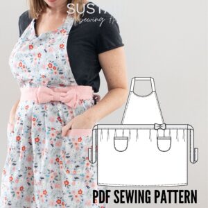 Pleated Apron with Bow Sewing Pattern (PDF Pattern File) (S7026)