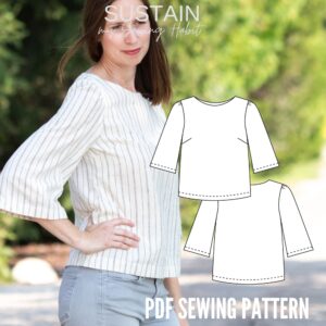 Bell Sleeve Top Sewing Pattern US 6-10 (PDF Pattern File) (S2001)