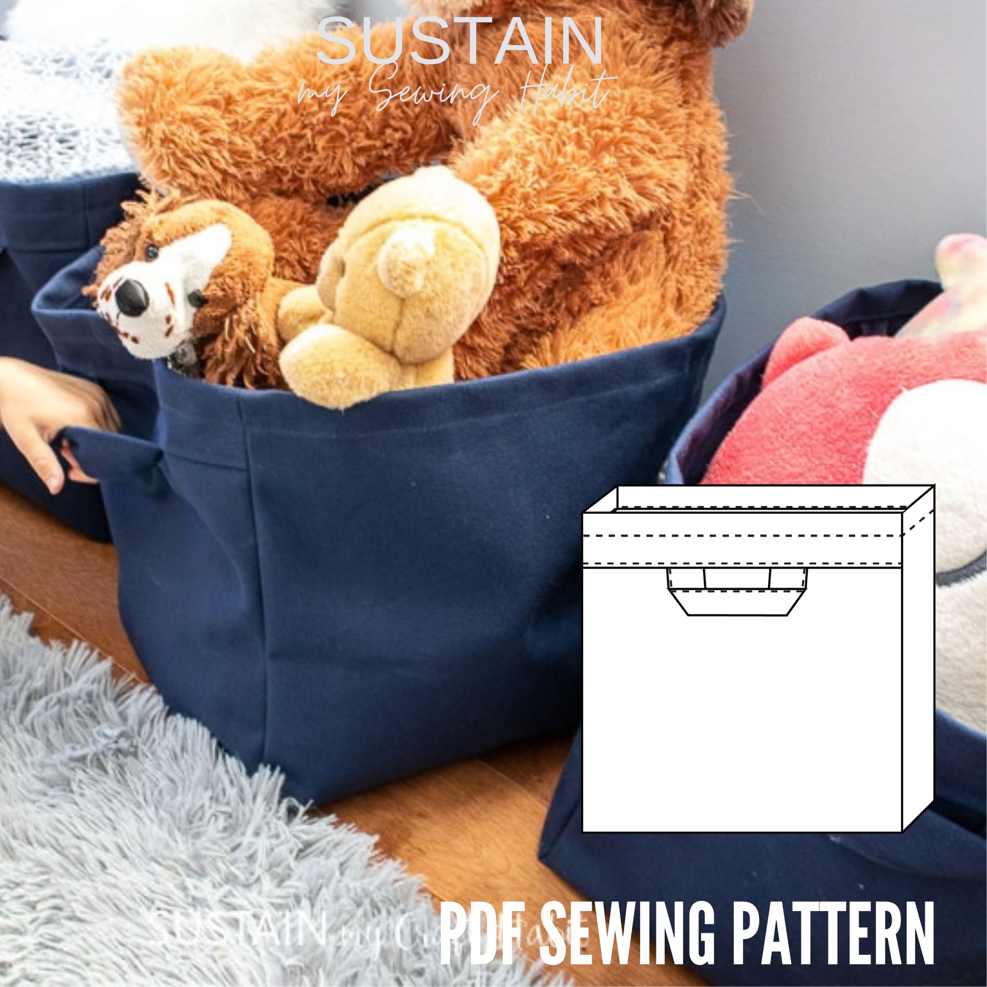 Storage Fabric Cube Sewing Pattern (PDF Pattern File) (S9004)