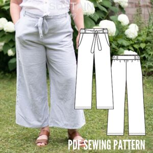 Wide-Leg Culotte Pants Sewing Pattern US12,14,16 (PDF Pattern File) (S1001-2)